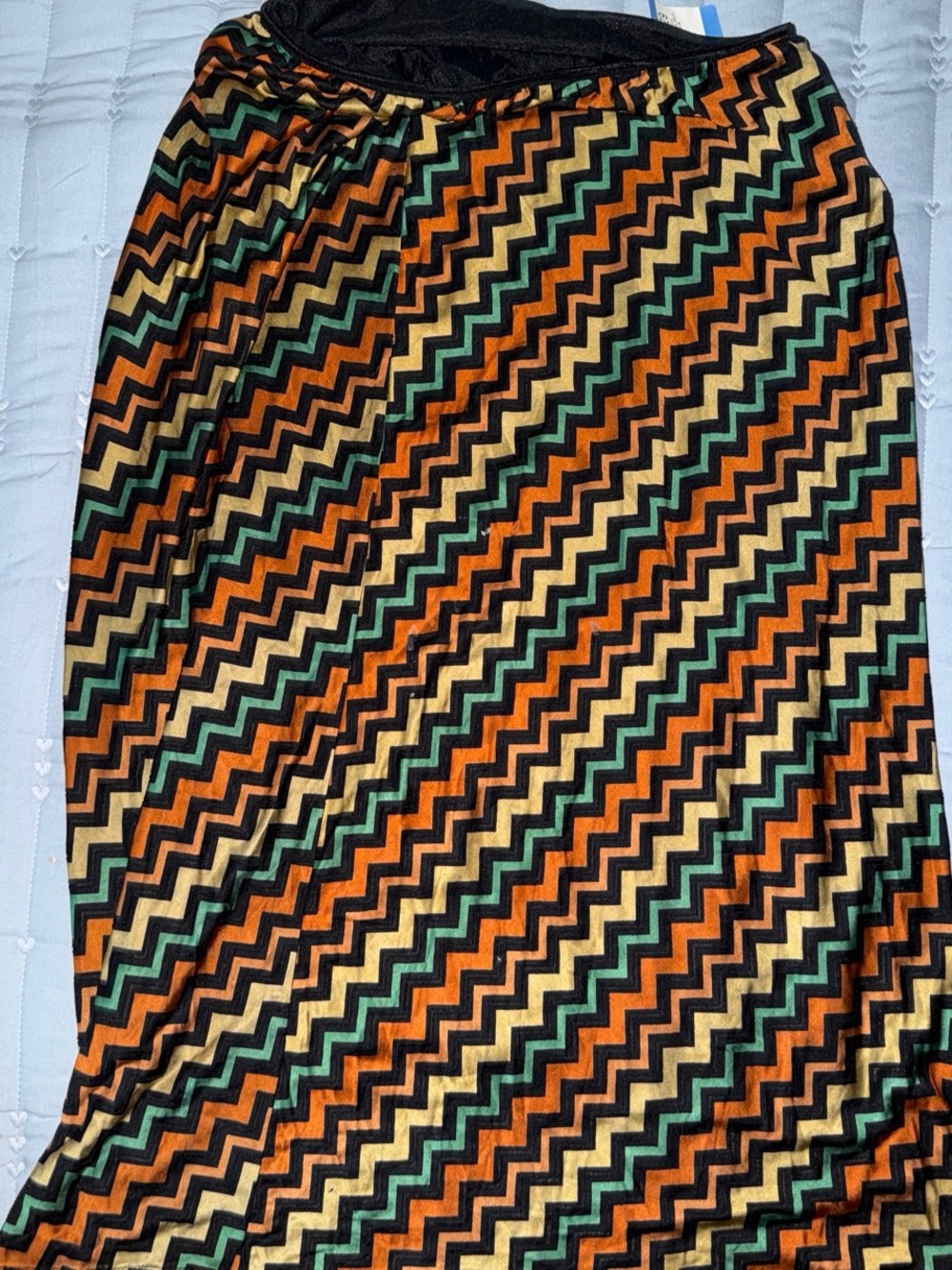 Melissa Zigzag Midi Skirt in Orange, Teal, Cream & Black